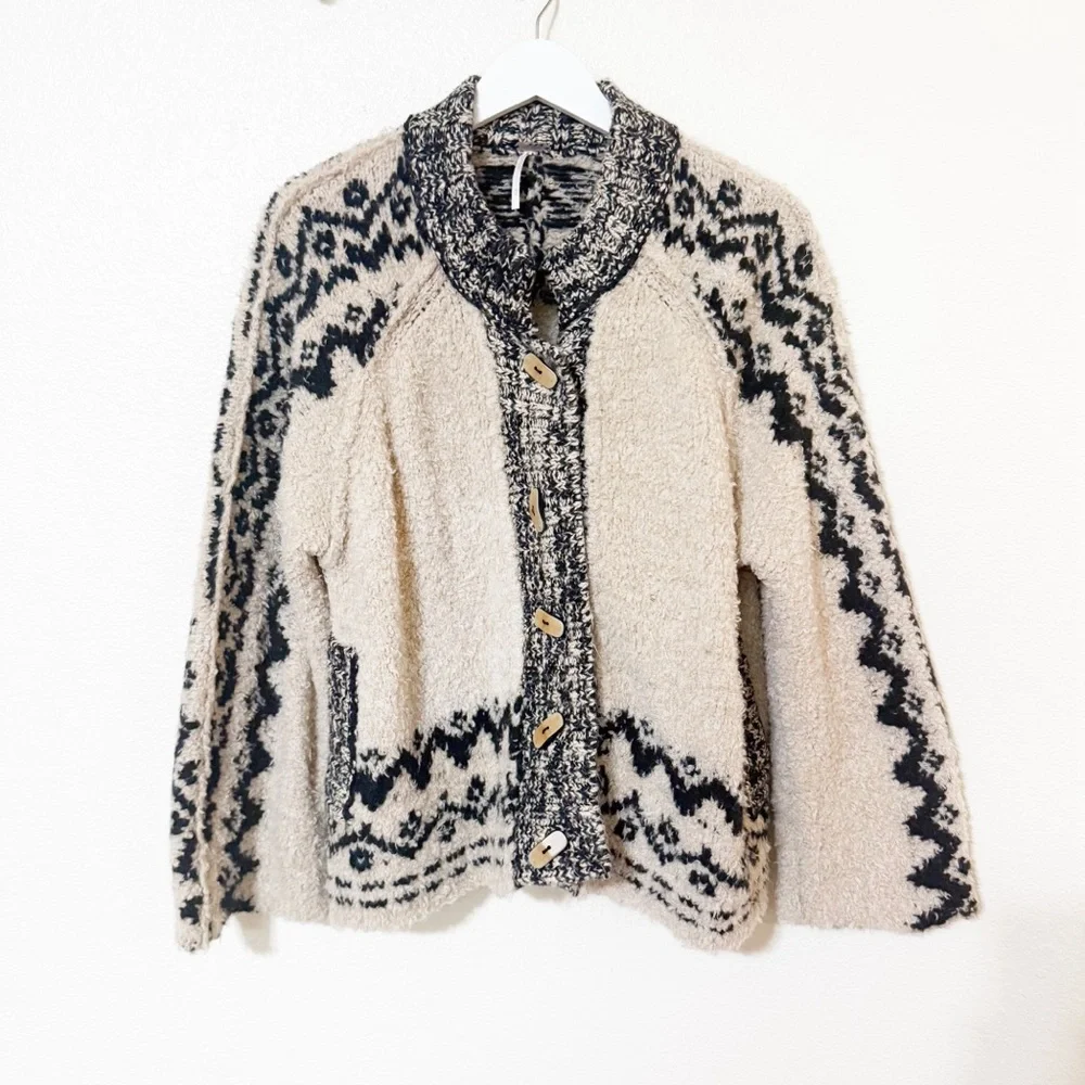 Free People Kodiak Slub Button Front Relaxed Oversized Cardi Sweater NEW XS
